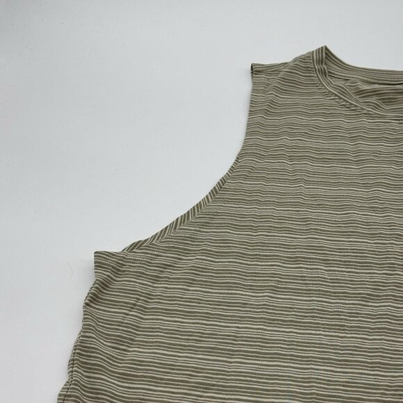 Athleta Cloudlight Women's Plus Size 1X Beige Striped Stretch Muscle Tank Top - Picture 4 of 9